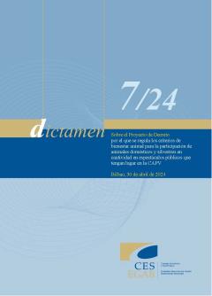 Dictamen 7/24 de 30 de abril sobre el Proyecto de Decreto por el que se regula los criterios de bienestar animal para la participación de animales domésticos y silvestres en cautividad en espectáculos